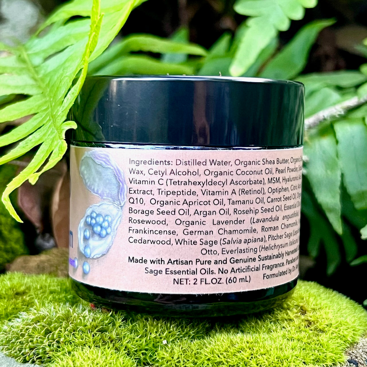 photograph of Everglo Pearl Cream Jar on moss