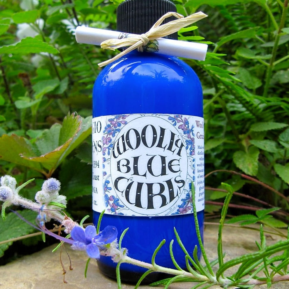 photograph of woolly blue curls lotion